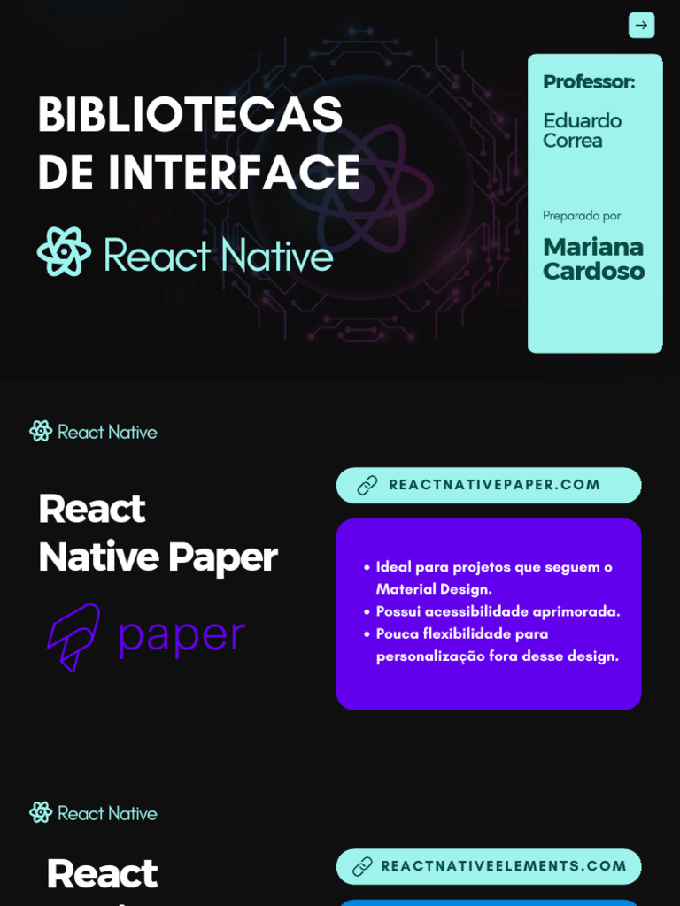 Bibliotecas de Interface para React Native | PDF
