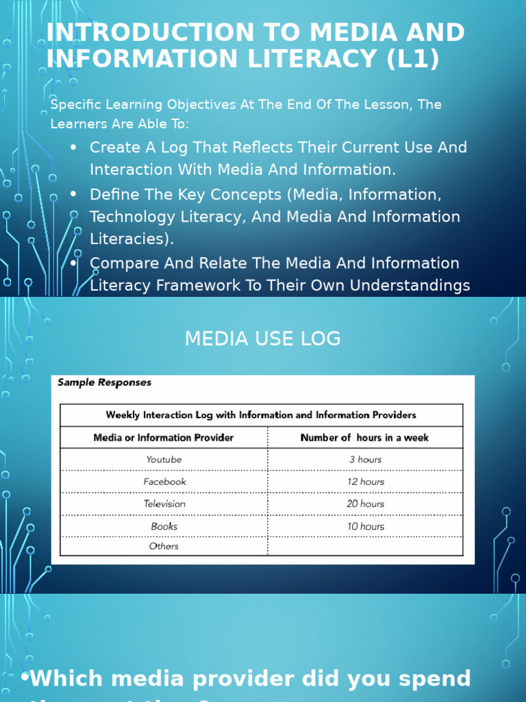 L1 Introduction To Media and Information Literacy (Lec) | PDF ...
