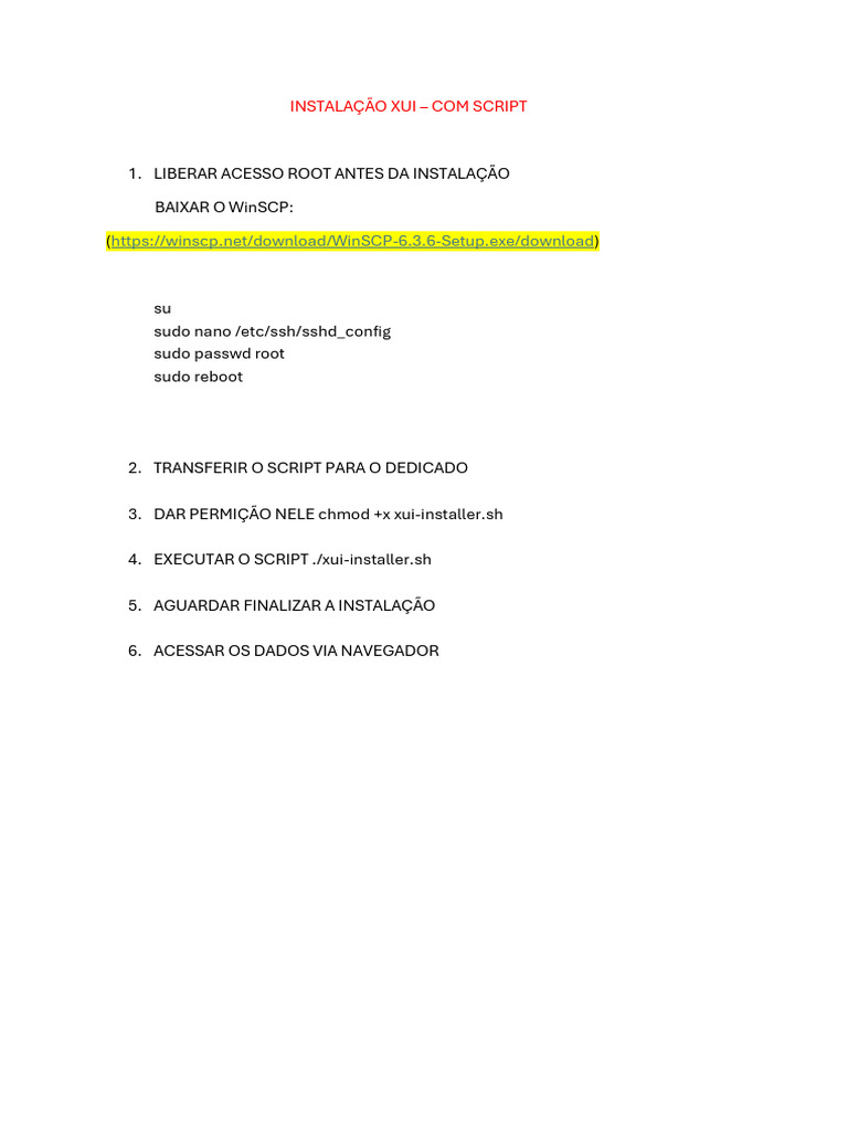 Instalação do XUI com Script | PDF