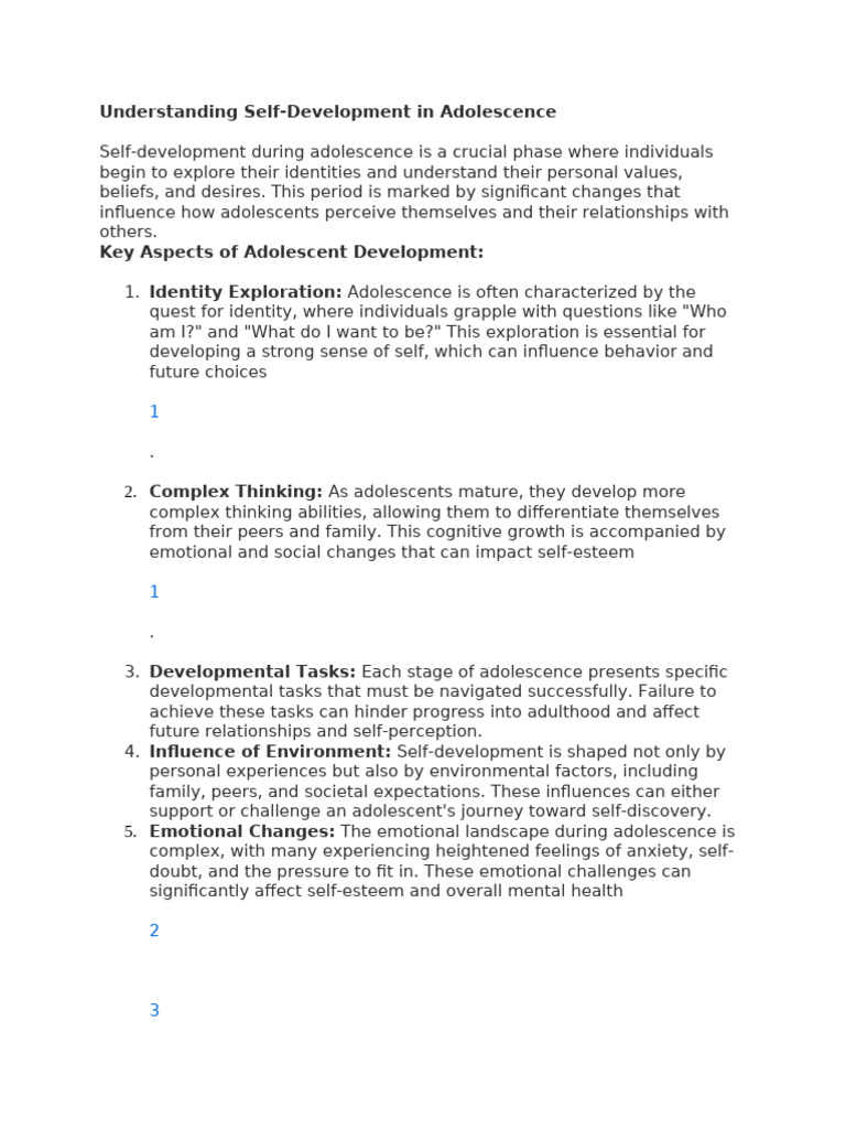 Adolescent Self-Development Insights | PDF | Adolescence | Self Concept