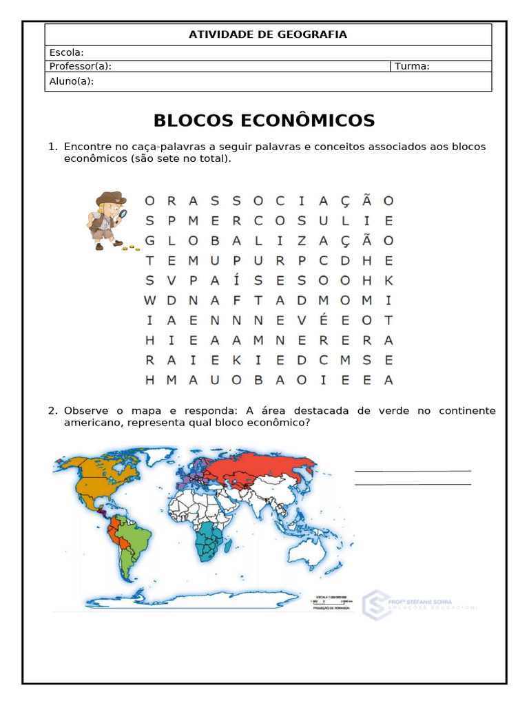 Atividade sobre Blocos Econômicos | PDF