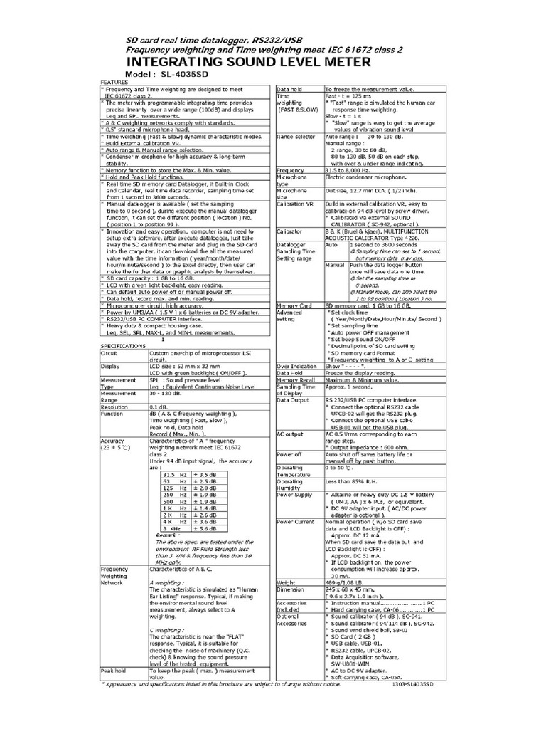 Sound Level Meter | PDF