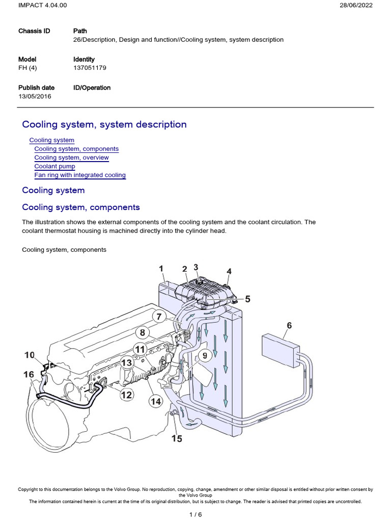 Volvo Cooling System Overview and Components | PDF | Pump | Temperature