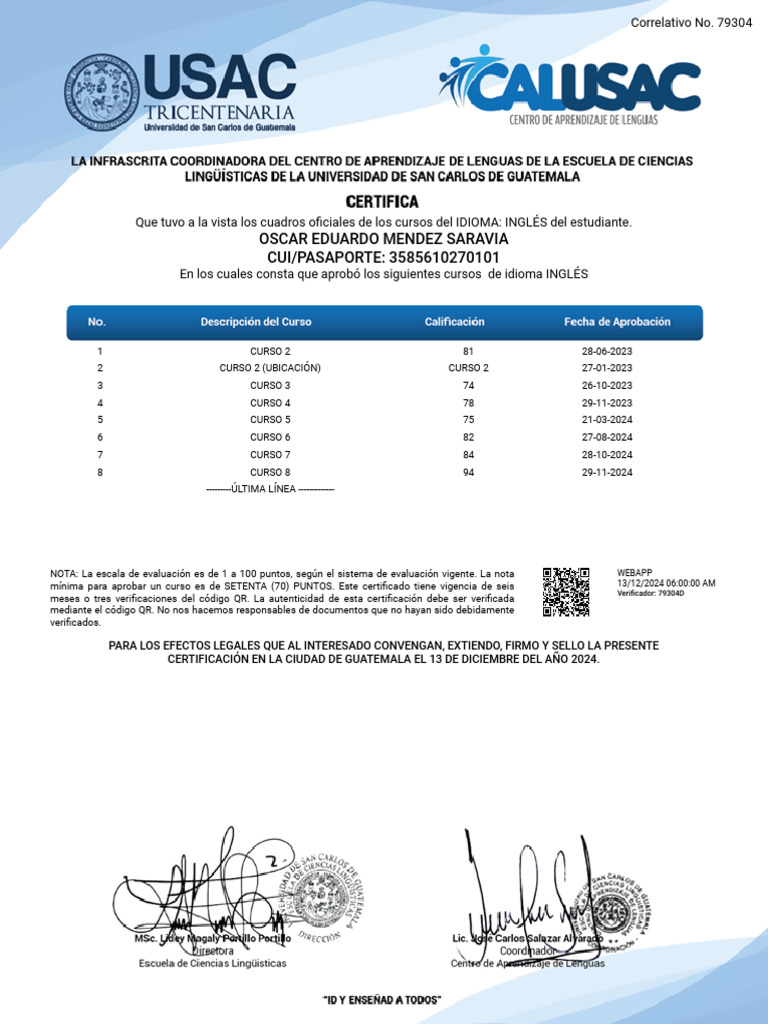 Certificación 79304 | PDF