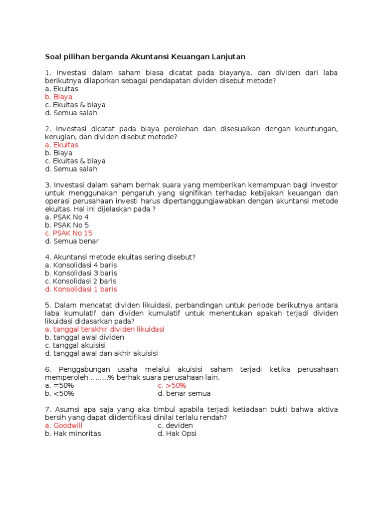 30 Contoh Soal Kombinasi Bisnis Dengan Goodwill Kumpulan Contoh Soal