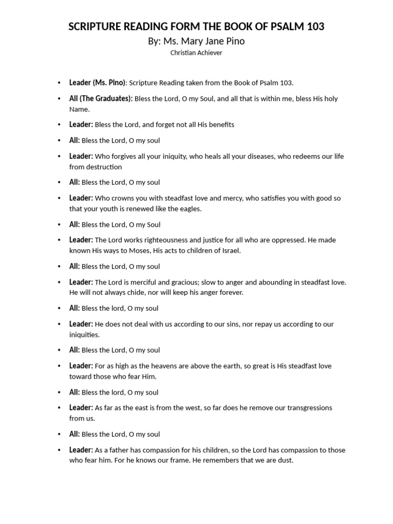 Scripture Reading Declaration of Faith | PDF | Glory (Religion ...