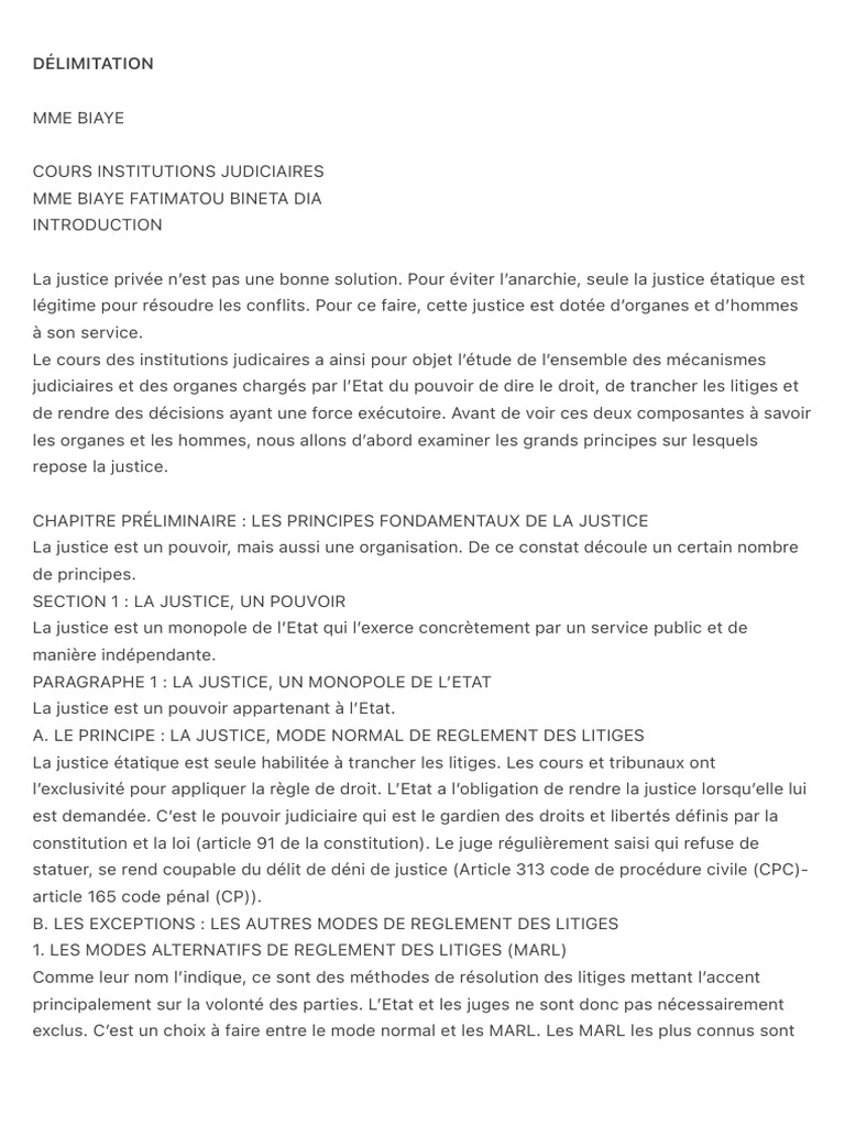 Principes Fondamentaux de la Justice | PDF | Arbitrage | Magistrat