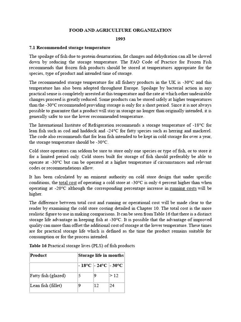 Optimal Storage Temperatures for Fish | PDF | Thermal Insulation ...