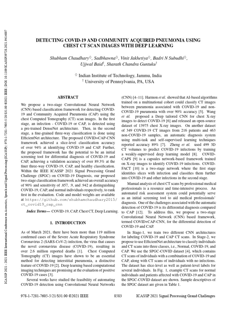 COVID-19 and CAP Detection via CT Scan AI | PDF | Ct Scan | Deep Learning