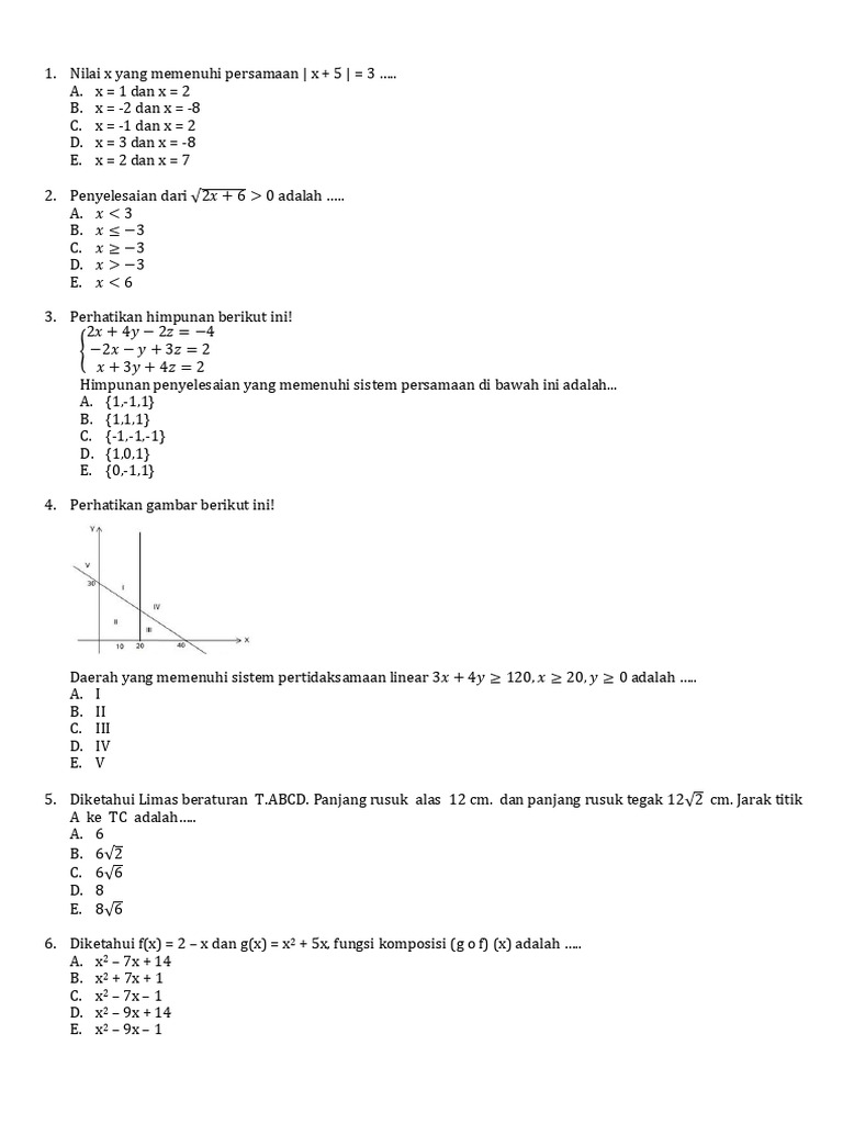 Soal Ujian Matematika Dasar | PDF