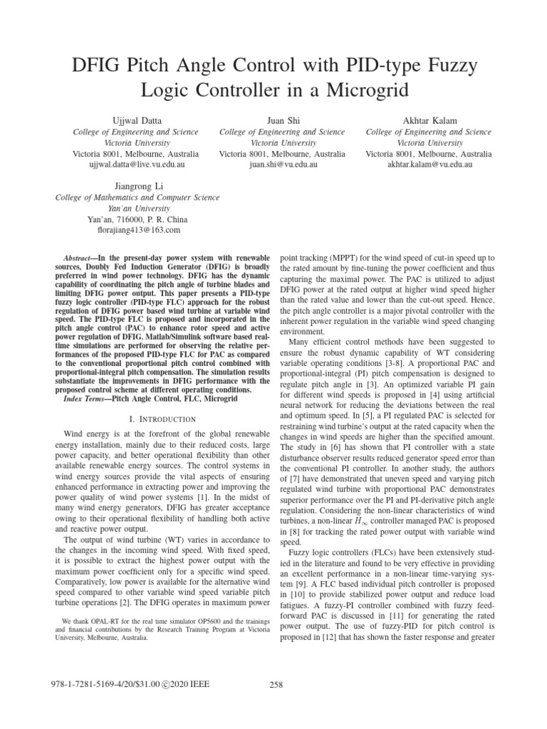 PID Fuzzy Control for DFIG in Microgrid | PDF | Wind Power | Wind Turbine