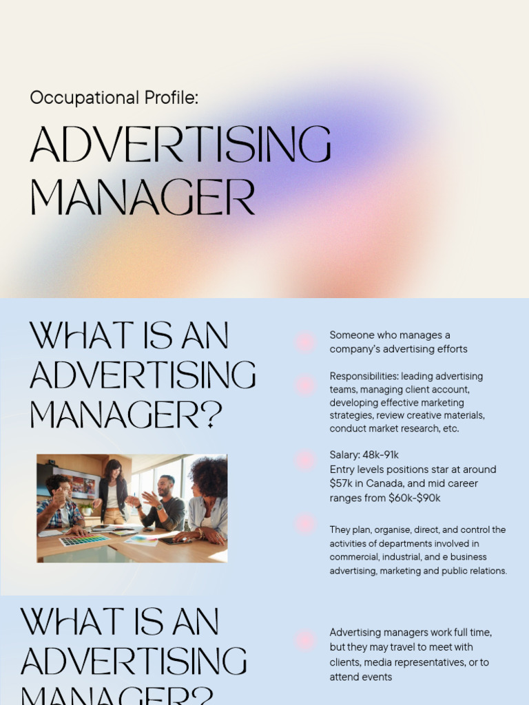 Advertising Manager Career Overview | PDF | Advertising | Marketing