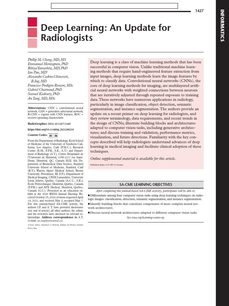 Deep Learning An Update For Radiologists | PDF | Image Segmentation ...