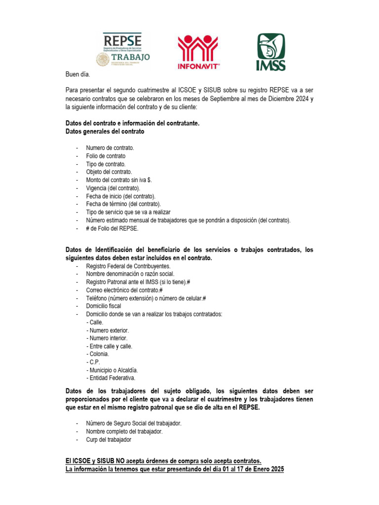 Reporte Cuatrimestral REPSE 2024 | PDF