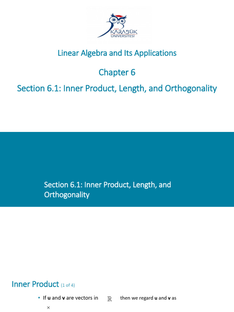 Inner Product and Orthogonality Explained | PDF | Basis (Linear Algebra ...