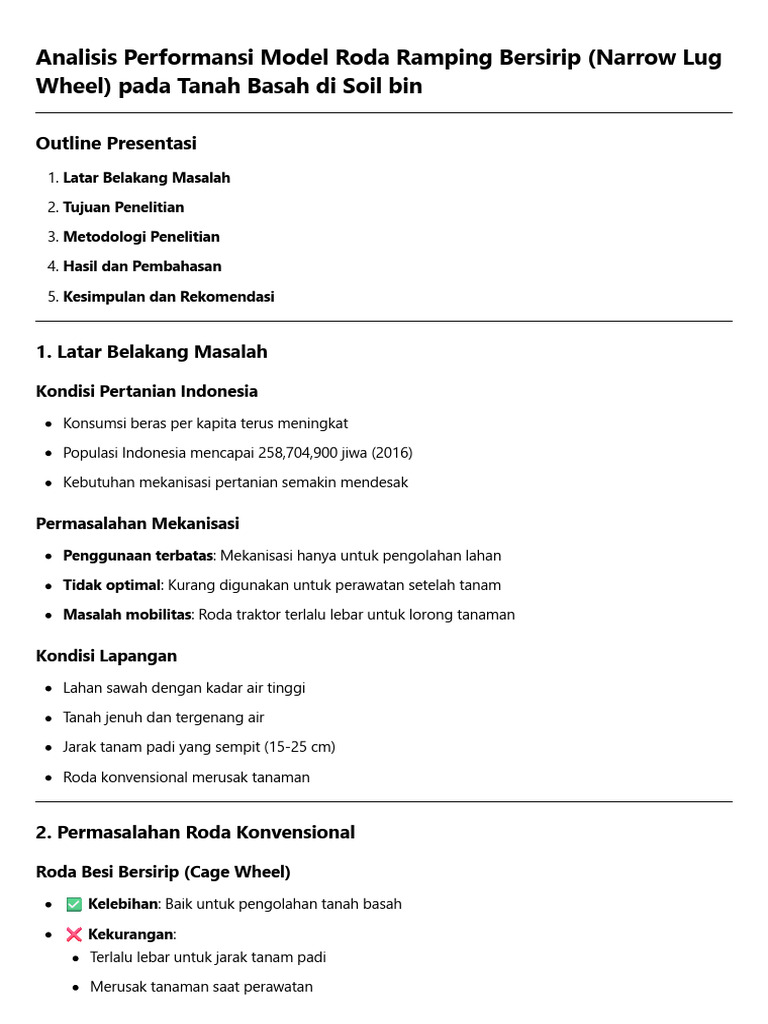 Presentasi - Analisis Performansi Model Roda Ramping Bersirip | PDF
