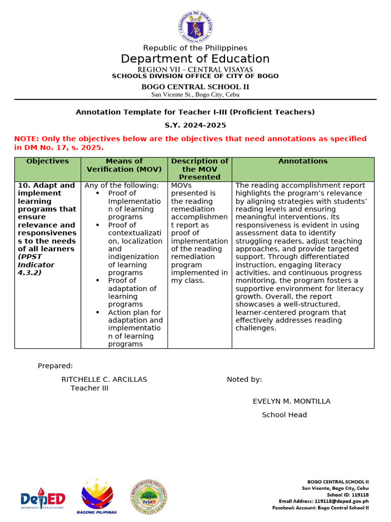 Annotation Objective 10 | PDF | Learning | Literacy