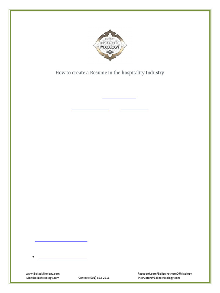 B How to create a Resume 1 bartender - 1