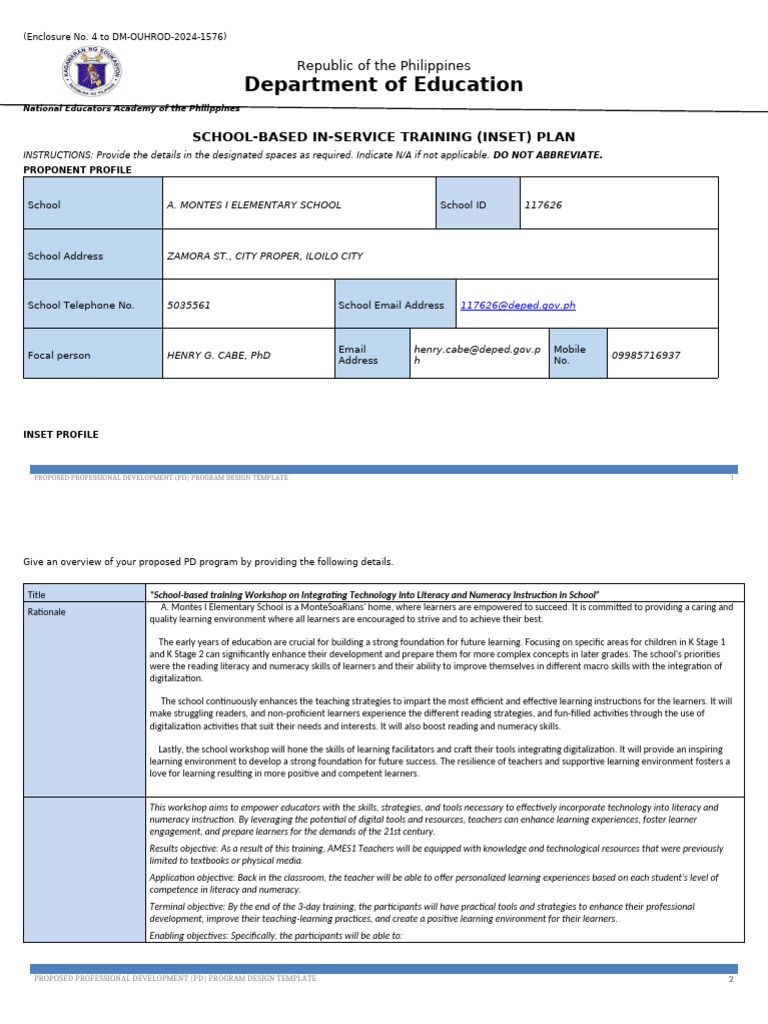 School-Based Training on EdTech Integration | PDF | Learning | Teachers