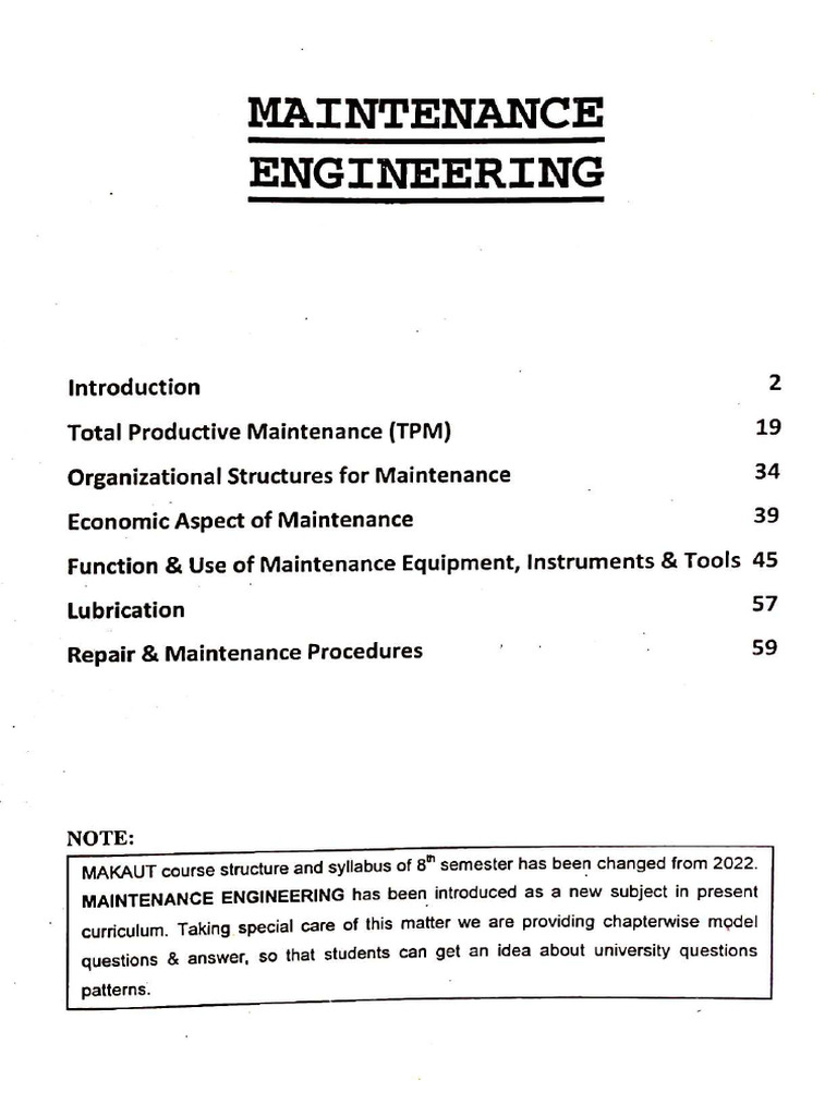 Maintenance Engineering | PDF