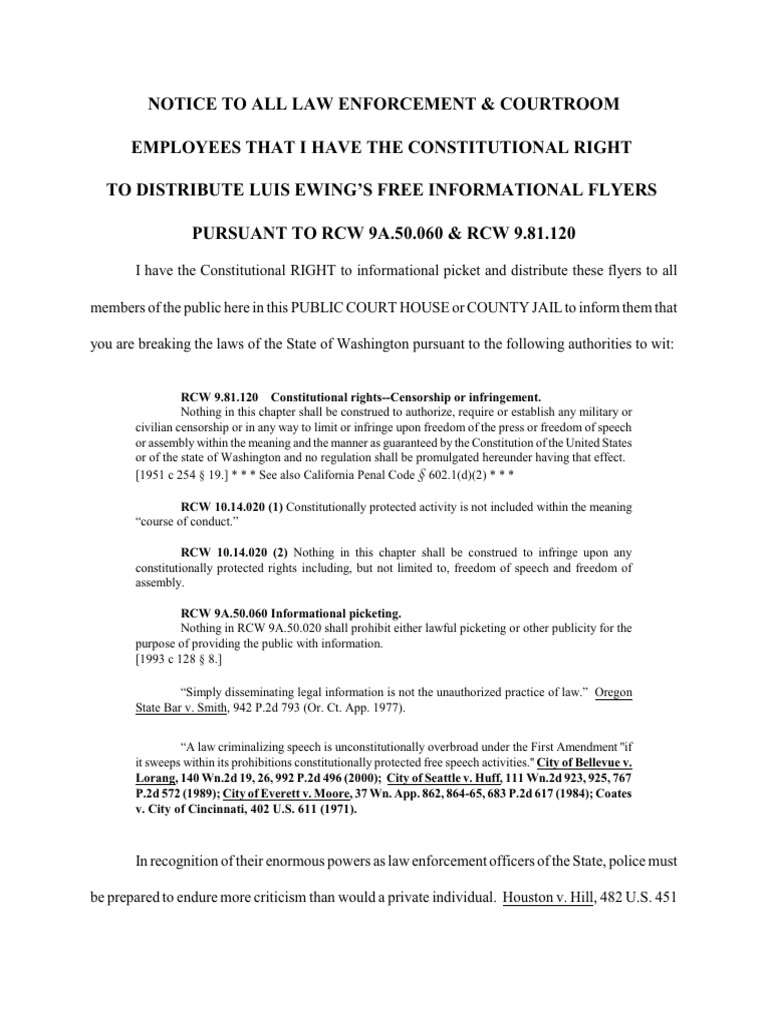 Constitutional Rights for Informational Picketing | PDF | First ...