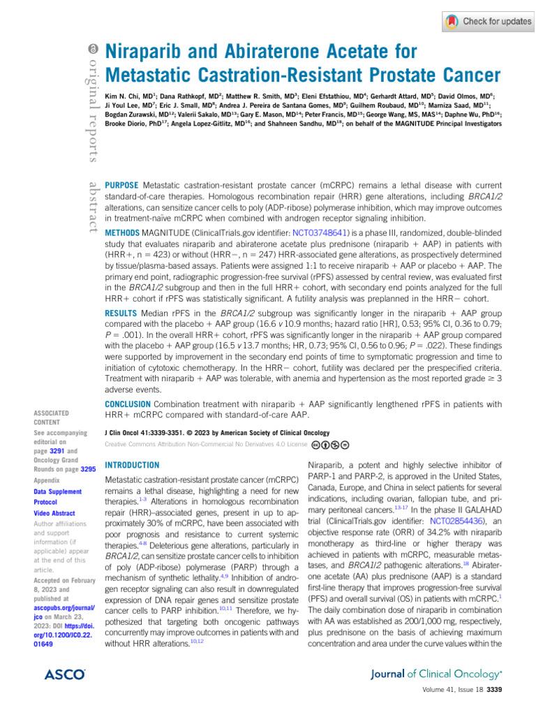 Niraparib and AAP in mCRPC Treatment | PDF | Prostate Cancer | Health ...