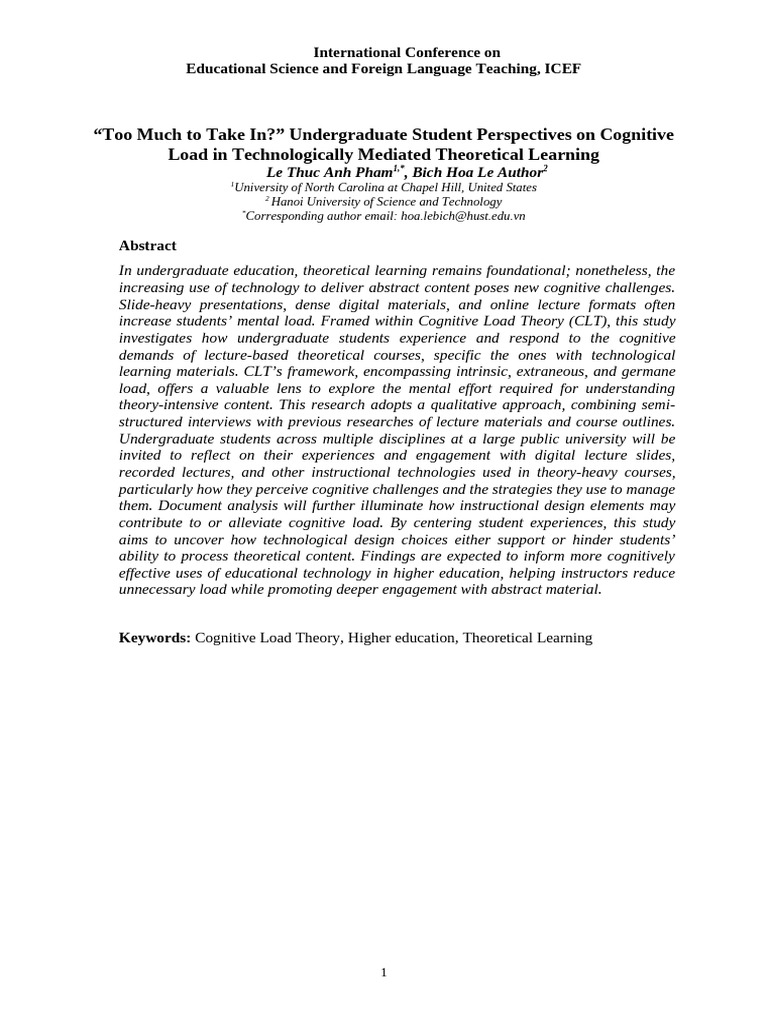 Cognitive Load in Tech-Enhanced Learning | PDF | Educational Technology ...