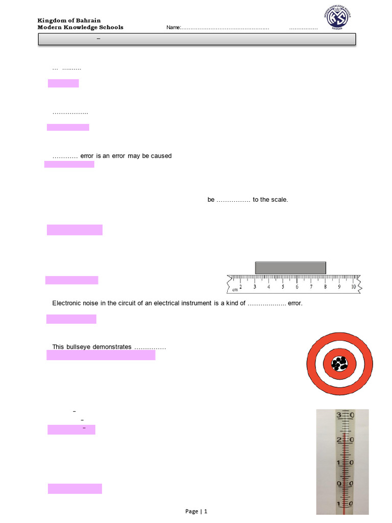 IB Physics Tools and Error Analysis Worksheet | PDF | Observational ...