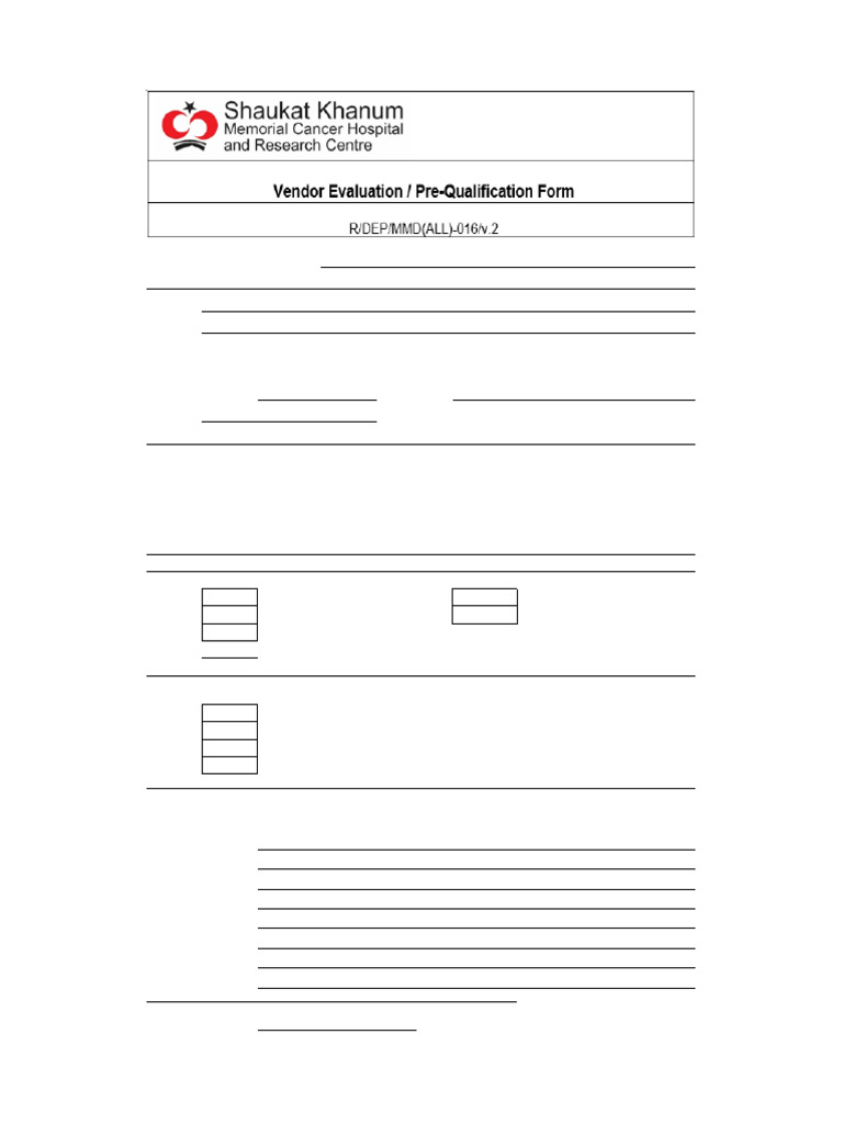 Vendor Prequalification Form for Dr. Reddy's | PDF | Business