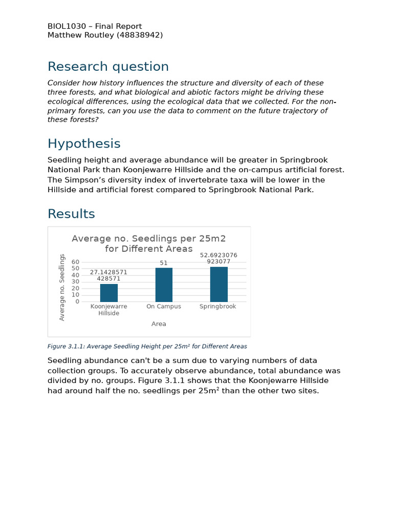 Forest Diversity and Seedling Analysis | PDF | Disturbance (Ecology ...