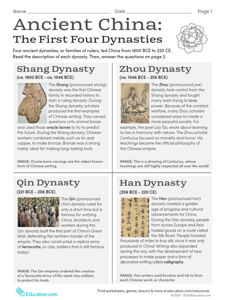 The First Four Dynasties of China | PDF | Chinese Culture | History Of ...