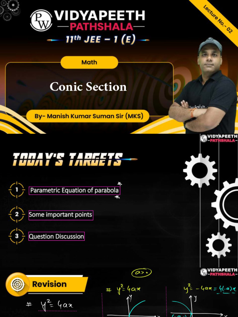 Conic Section - 02 - Class Notes - Pathshala 11th JEE 2024 (AJ11EA) | PDF