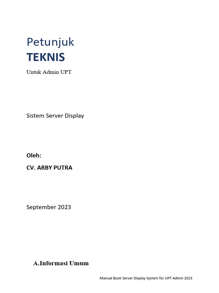 Manual Server Display untuk Admin UPT | PDF