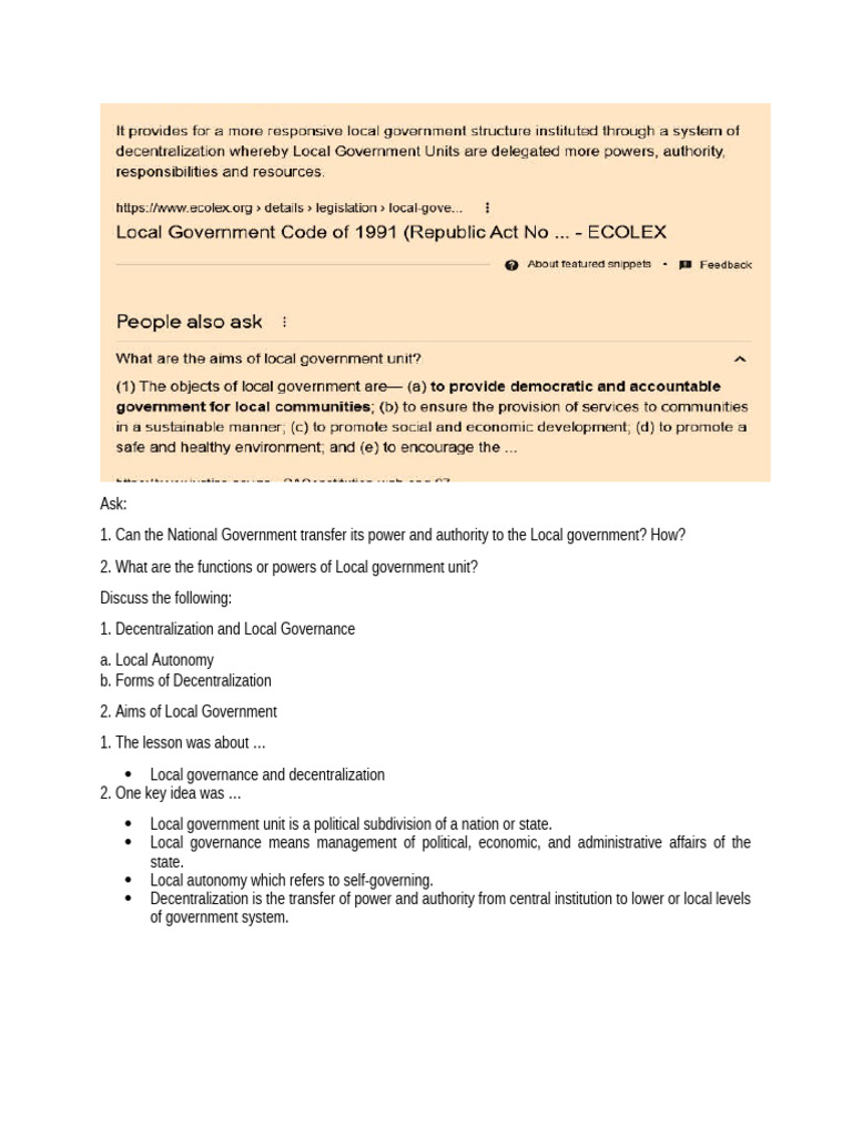 Aims of Local Government | PDF