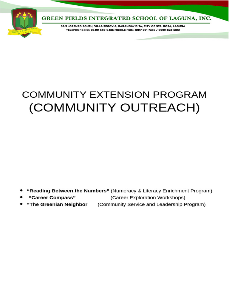 Literacy and Community Extension Program | PDF | Literacy | Teachers