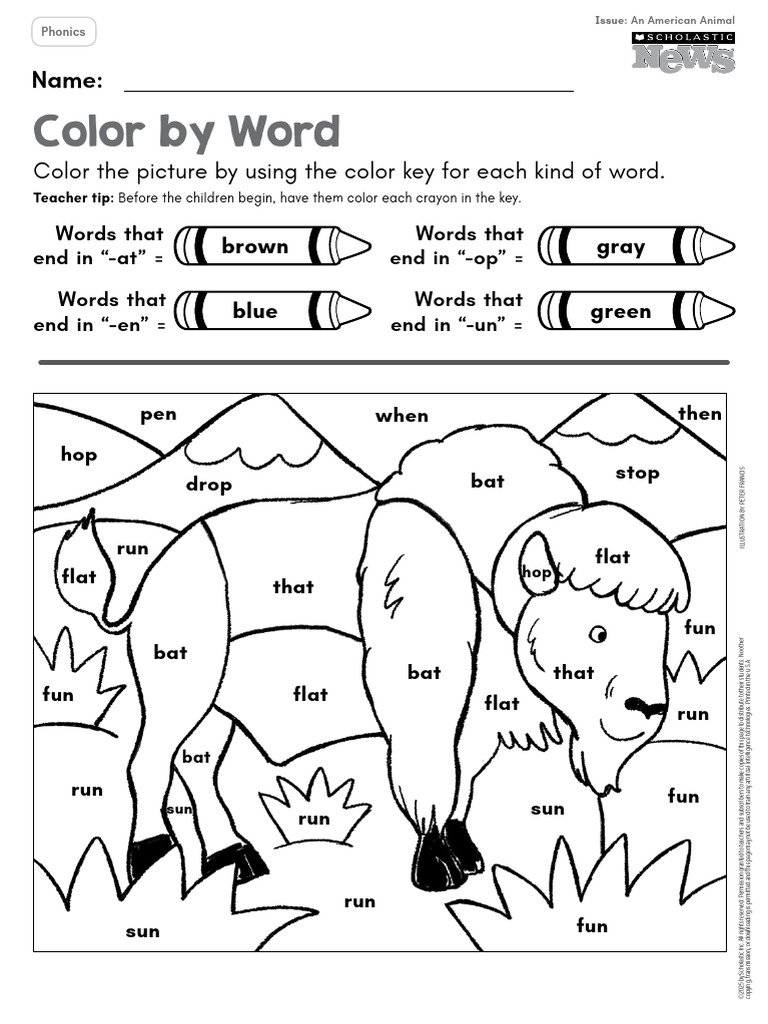 SN1 050125 AmericanAnimal Skill Color by Word | PDF
