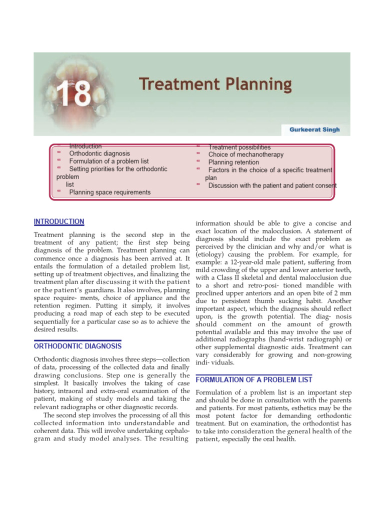 Orthodontic Treatment Planning Guide | PDF | Orthodontics | Dental Anatomy