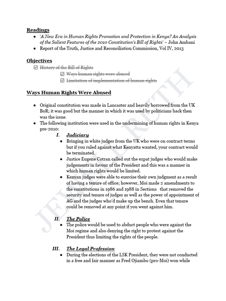 Constitutional Law II Notes | PDF | Kenya | United States Bill Of Rights
