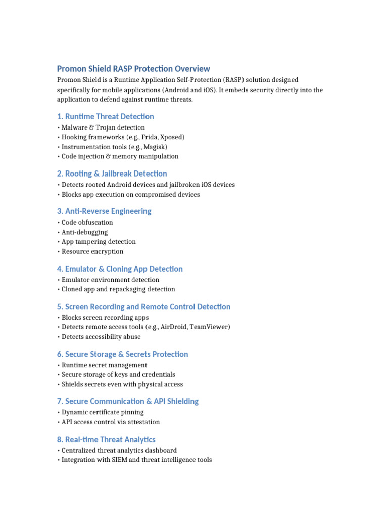 Promon Shield: Mobile RASP Overview | PDF