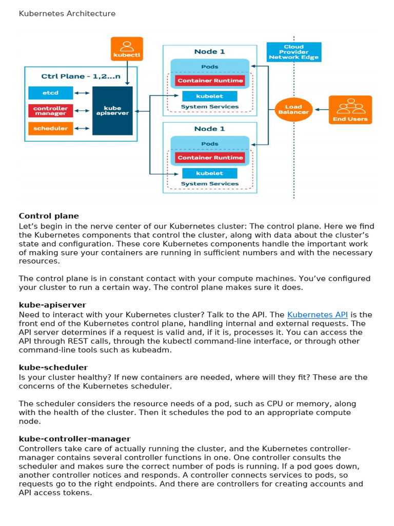 Understanding Kubernetes Architecture | PDF | Computer Cluster ...