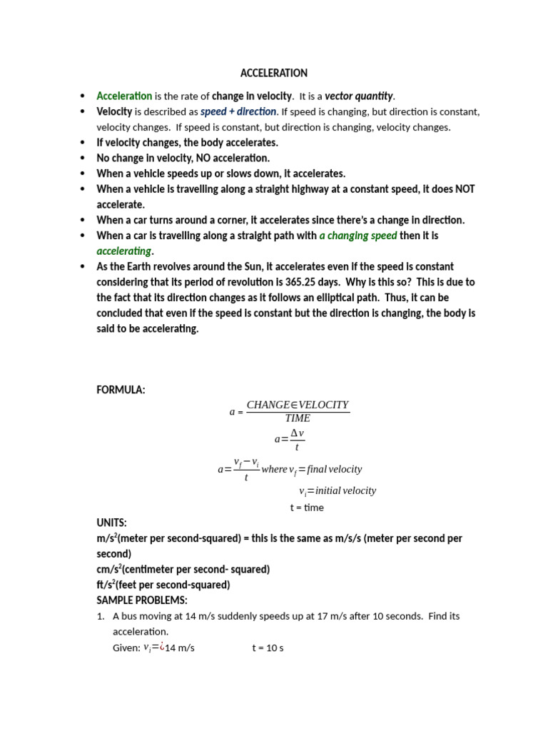 Understanding Acceleration Dynamics | PDF | Acceleration | Temporal Rates