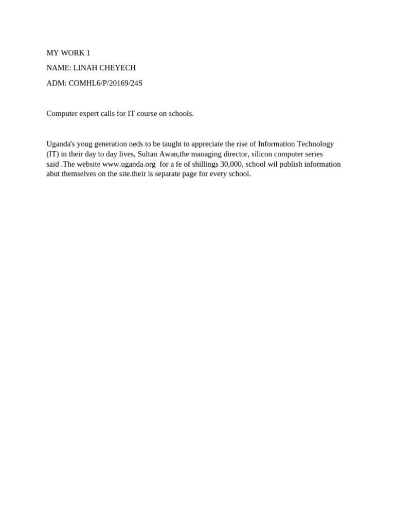 My Work 1 | PDF