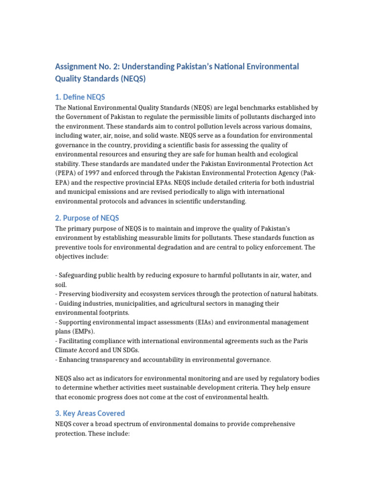 Understanding Pakistan's NEQS Standards | PDF | Air Pollution | Water ...
