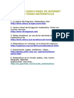 ALGUNAS DIRECCIONES DE INTERNET Con Temas Matemáticos