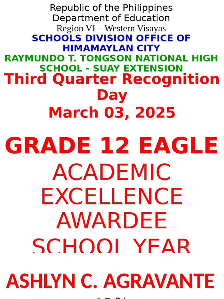 2nd Quarter Academic Recognition 2025 | PDF
