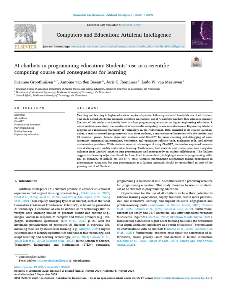 AI Chatbots in Programming Education Insights | PDF | Artificial ...