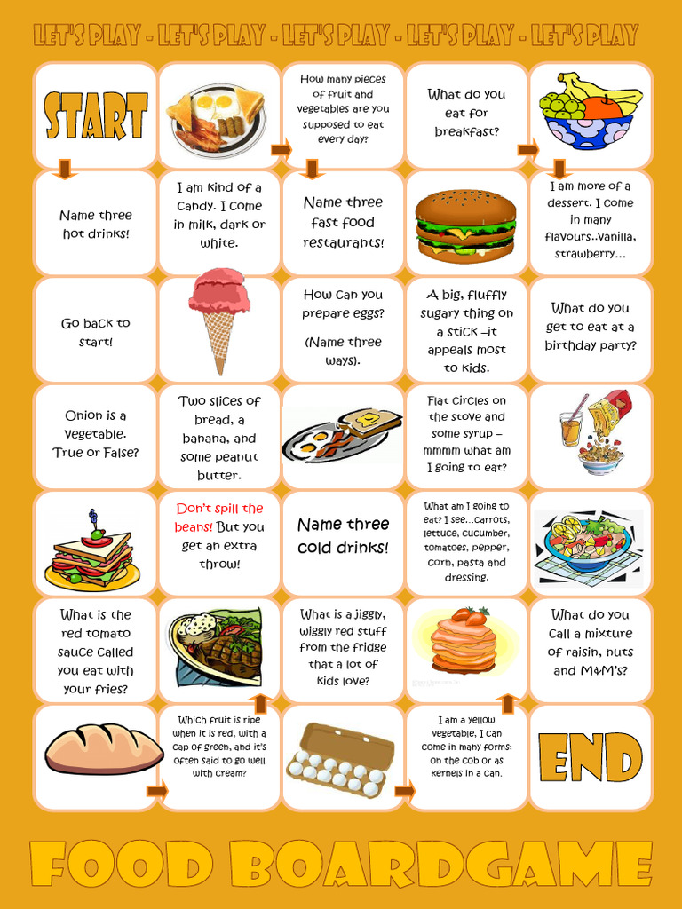 Food-Themed Board Game Questions | PDF | Fruit | Foods