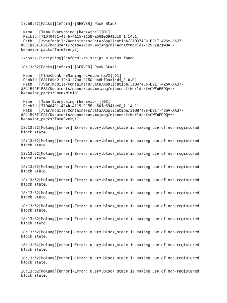 Minecraft Behavior Pack Errors | PDF | Computing | Software