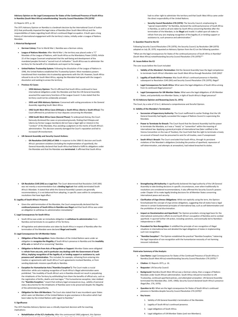 ICJ Advisory Opinion on Namibia's Status | PDF | Namibia | Global Politics