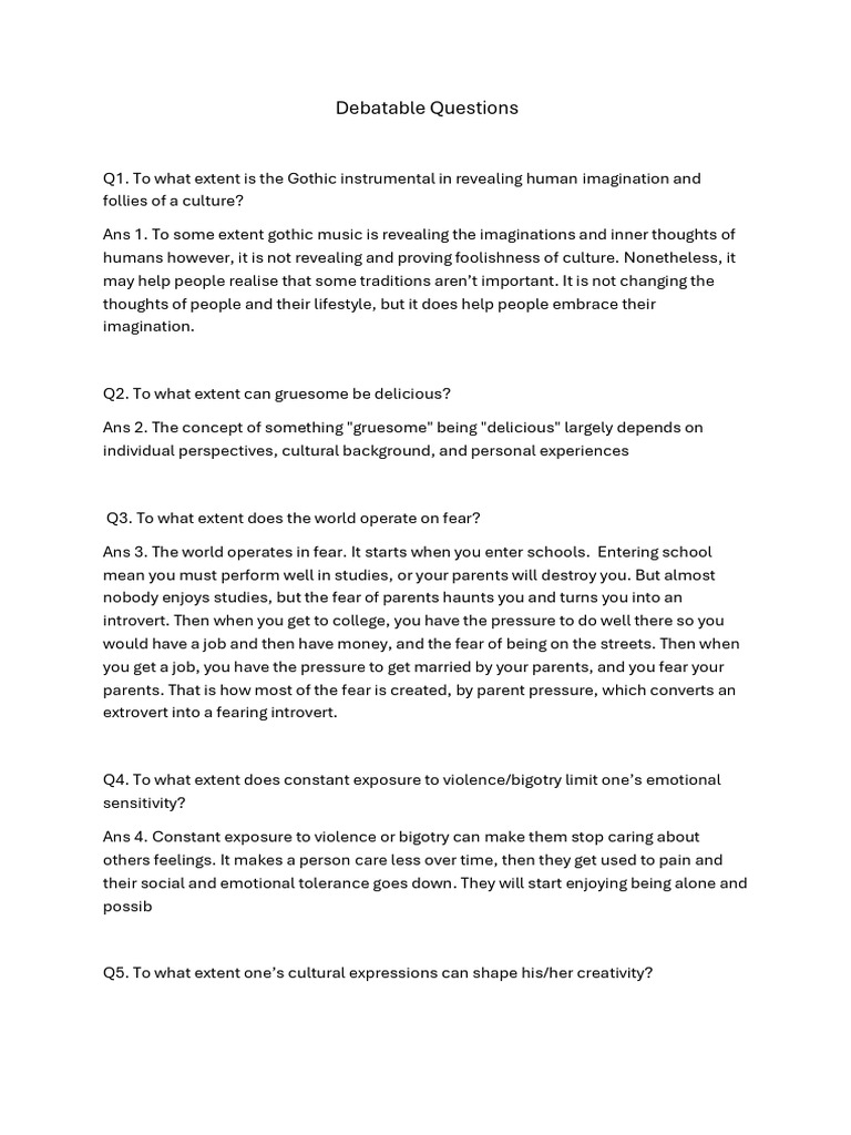 English Task Debatable Questions | PDF